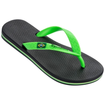 Black Green Ipanema Brazil Kids' Flip Flops | CA-279653V