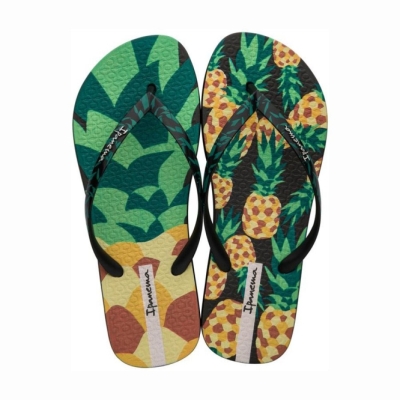 Black Green Ipanema Frutas Women's Flip Flops | CA-269317P