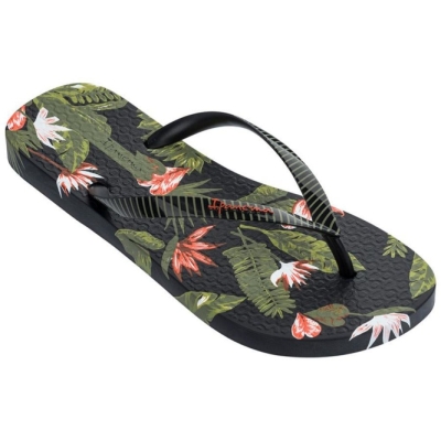 Black Green Ipanema Paradise Women's Flip Flops | CA-720158D