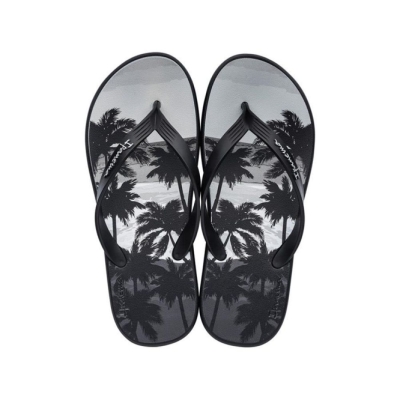 Black Grey Ipanema 10 Palm Men's Flip Flops | CA-207436O