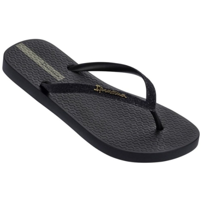 Black Grey Ipanema Glitter II Women's Flip Flops | CA-137602O