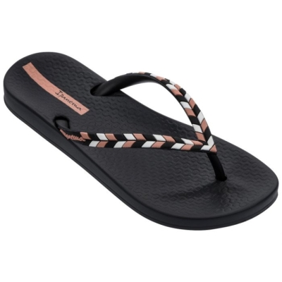 Black Ipanema Anatomic Lovely Feather Women's Flip Flops | CA-613928J