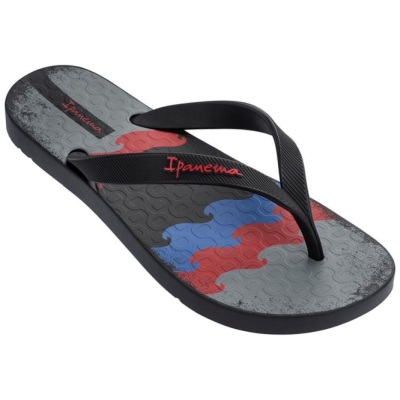 Black Ipanema Arpo Wave Men's Flip Flops | CA-604281M