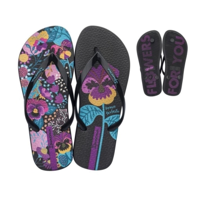 Black Ipanema Botanicals Women's Flip Flops | CA-327810E