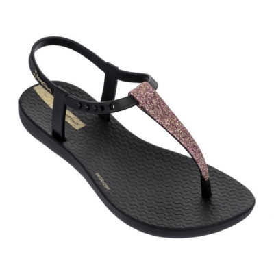 Black Ipanema Charm Glitter Kids' Sandals | CA-367092H