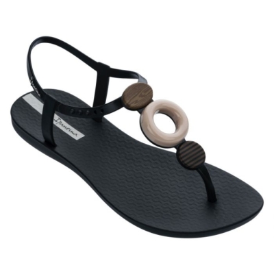 Black Ipanema Class Hoop Women's Sandals | CA-640819T