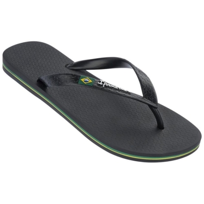 Black Ipanema Classic Brazil II Men's Flip Flops | CA-286719B