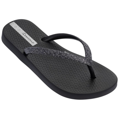 Black Ipanema Glitter IV Kids' Flip Flops | CA-805341N