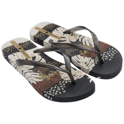 Black Ipanema I Love Sun Print Women's Flip Flops | CA-683257A