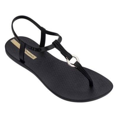 Black Ipanema Link Women's Sandals | CA-347901H