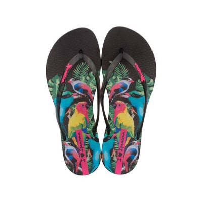 Black Ipanema Wave Natural Women's Flip Flops | CA-902714E