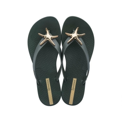 Black Ipanema Wave Ocean Women's Flip Flops | CA-530876T