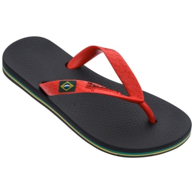 Black Red Ipanema Brazil Kids' Flip Flops | CA-538274F