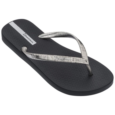 Black Silver Ipanema Glam II Women's Flip Flops | CA-426908M