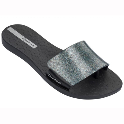 Black Silver Ipanema Livia Women's Flip Flops | CA-069147H