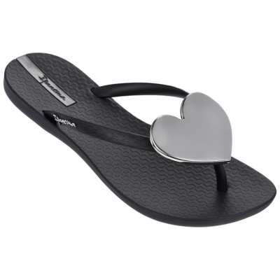 Black Silver Ipanema Maxi Fashion II Women's Flip Flops | CA-583120Z