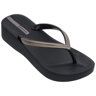 Black Silver Ipanema Mesh Plat V Women's Flip Flops | CA-902817Z