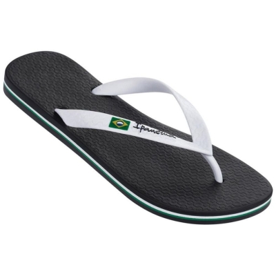 Black White Ipanema Classic Brazil II Men's Flip Flops | CA-071852U