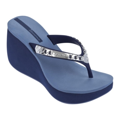 Blue Silver Ipanema Lipstick Chains Women's Flip Flops | CA-697328K