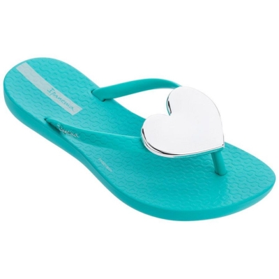 Blue Silver Ipanema Wave Heart Kids' Flip Flops | CA-207315D