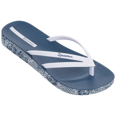 Blue White Ipanema Duet Plush Wedge Women's Flip Flops | CA-781026J