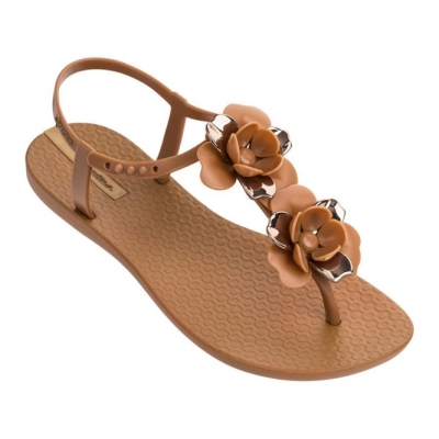 Brown Gold Ipanema Floret Women's Sandals | CA-973581I