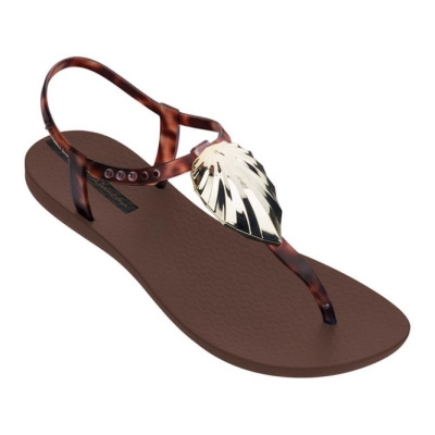 Brown Gold Ipanema Leaf Women's Sandals | CA-976042R