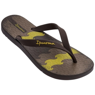 Brown Ipanema Arpo Wave Men's Flip Flops | CA-478029O