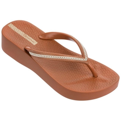 Brown Ipanema Mesh Plat II Women's Flip Flops | CA-085461K