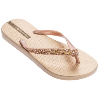 Gold Ipanema Glam Special Crystal Women's Flip Flops | CA-174069J