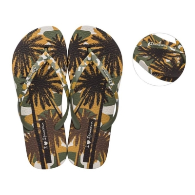 Green Brown Ipanema I Love Sun Women's Flip Flops | CA-634092F