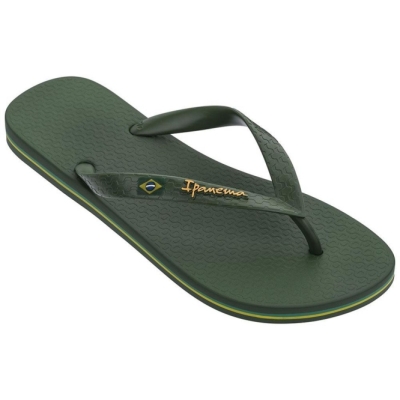 Green Ipanema Brasil Classic II Ad Men's Flip Flops | CA-071956U