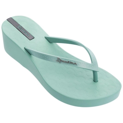 Green Ipanema Daisy Wedge Women's Flip Flops | CA-180297D