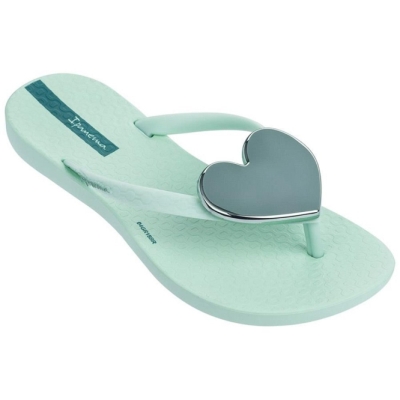 Green Ipanema Wave Heart Kids' Flip Flops | CA-572809K