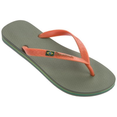 Green Orange Ipanema Classic Brazil II Men's Flip Flops | CA-054729V