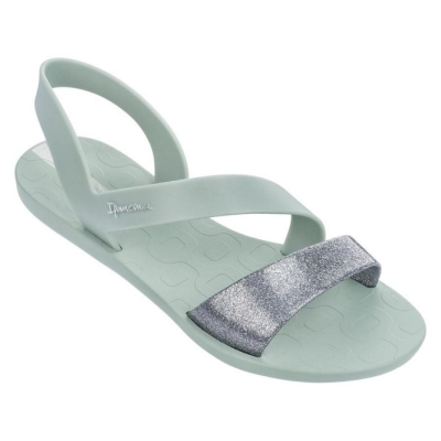 Green Silver Ipanema Vibe Women's Sandals | CA-246318J