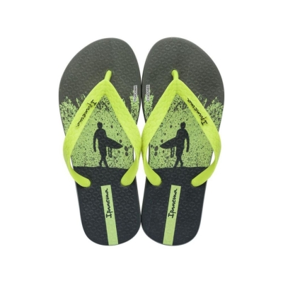 Green Yellow Ipanema Temas IX Kids' Flip Flops | CA-742950C