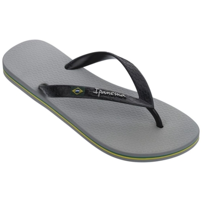 Grey Black Ipanema Brasil Classic II Ad Men's Flip Flops | CA-329607Z