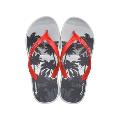 Grey Red Ipanema 10 Palm Men's Flip Flops | CA-850326K