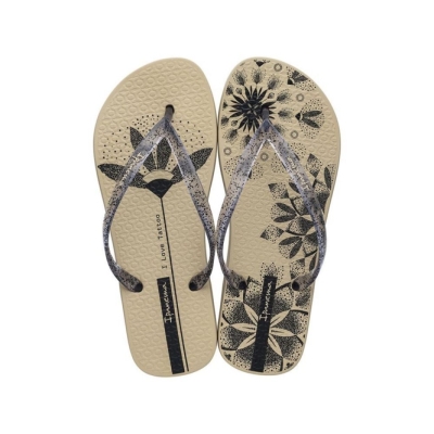 Ivory Black Ipanema Sem Igual Tattoo Women's Flip Flops | CA-123485G