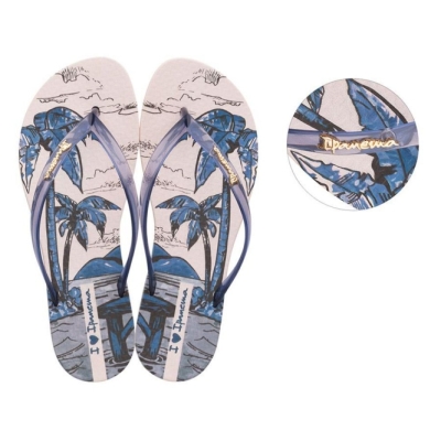 Ivory Blue Ipanema Wave Natural Women's Flip Flops | CA-345107J