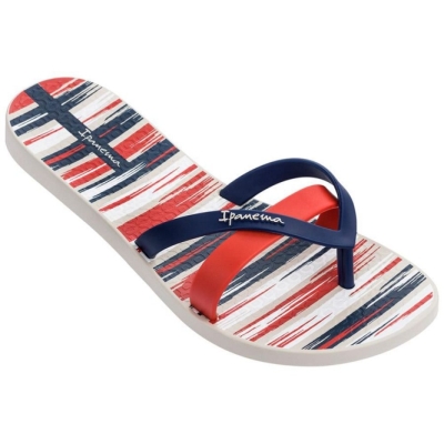 Ivory Blue Red Ipanema Kirei Silk IV Women's Flip Flops | CA-987651B