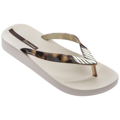 Ivory Brown Gold Ipanema Elegance Women's Flip Flops | CA-084936S