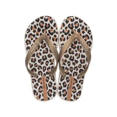 Ivory Gold Brown Ipanema Classic IX Kids' Flip Flops | CA-718295J