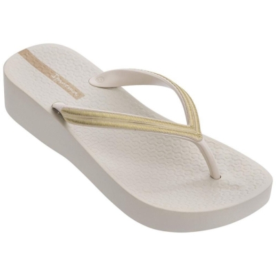 Ivory Gold Ipanema Mesh Plat V Women's Flip Flops | CA-730128Z