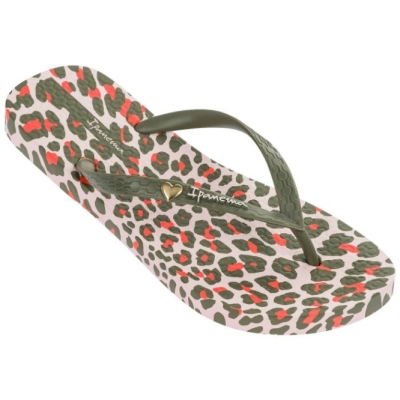 Khaki Ipanema Animal Print Women's Flip Flops | CA-751062Y