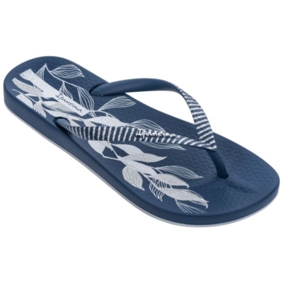 Navy Ipanema Anatomic Nature Leaves Women's Flip Flops | CA-825731Z