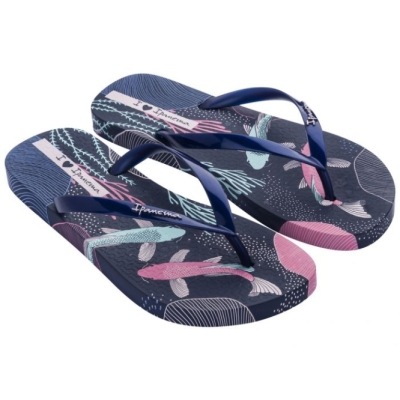 Navy Ipanema I Love Sun Print Women's Flip Flops | CA-052791F