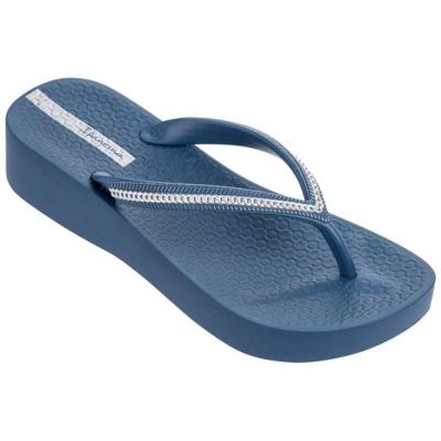 Navy Silver Ipanema Mesh Plat II Women's Flip Flops | CA-581076G