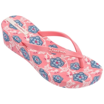 Rose Ipanema Floral Plat Wedge Women's Flip Flops | CA-418235T